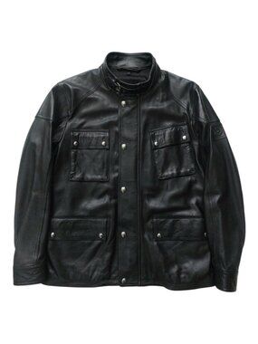 Belstaff Woodbridge Black Leather Jacket Men's Size 56